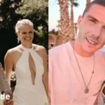 Porträt des Paares auf Hochzeitspflaster, lauschige Stimmung — Caption: „Hochzeitsfoto: intime Momente, die die Beziehung zwischen rabea bohlke und robin feiern.